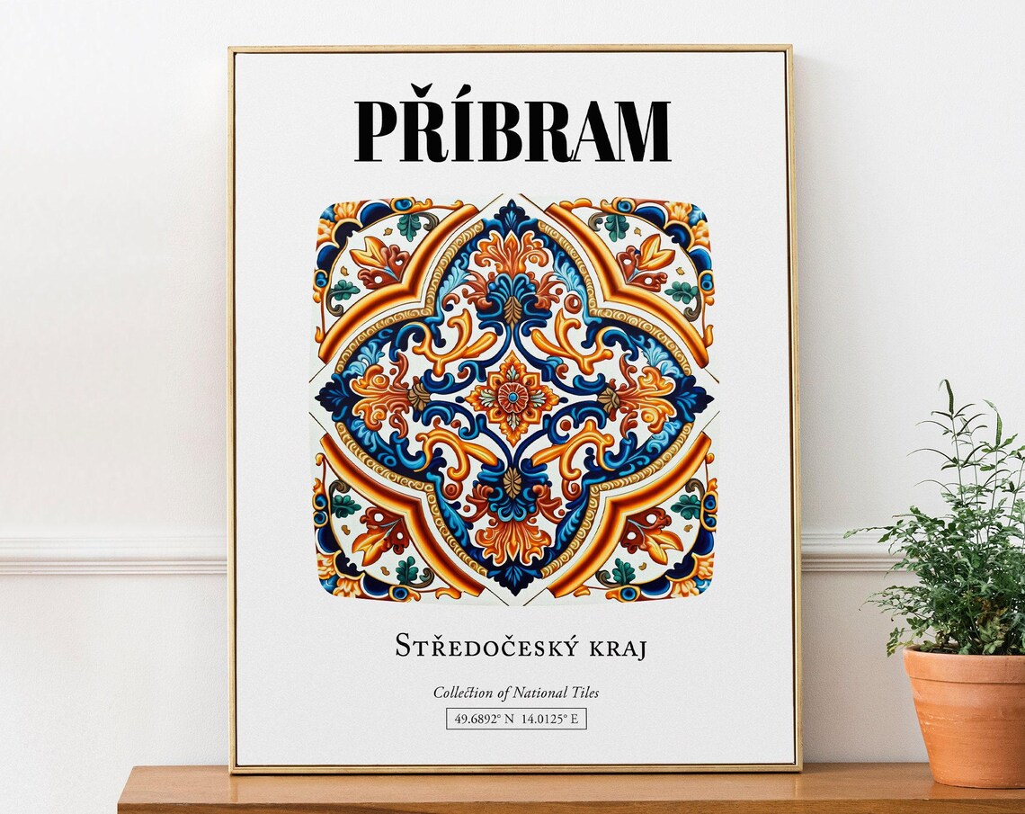 Pbram Stedoesk Kraj Czech Republic Tile Pattern Art Print