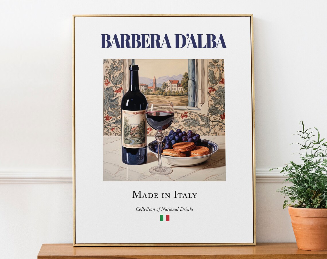 Barbera D'Alba Maiolica Tile Italian Beverage Poster