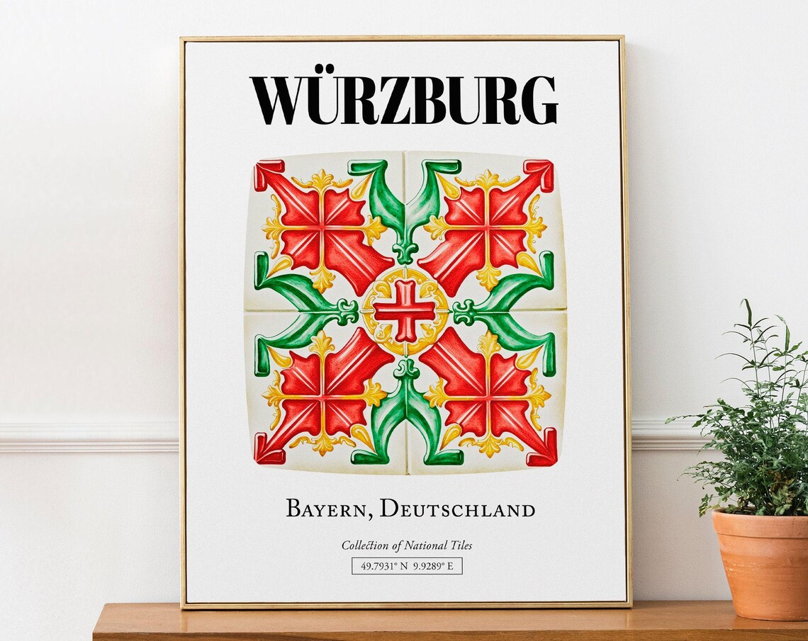 Wrzburg Bayern Germany Traditional Tile Pattern Art Print