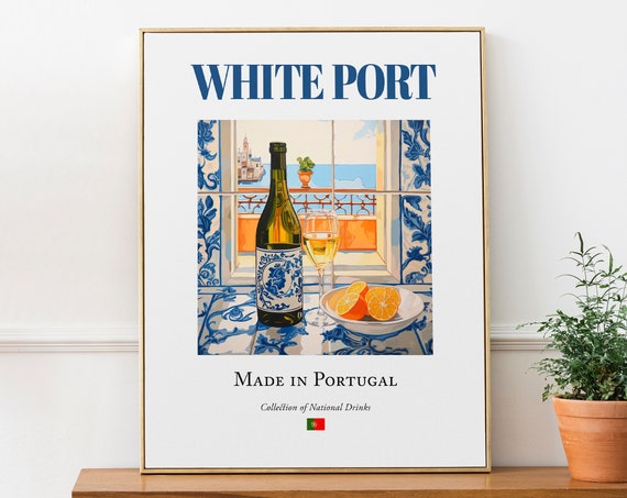 White Port On Azulejo Tile, Portugal Poster Print