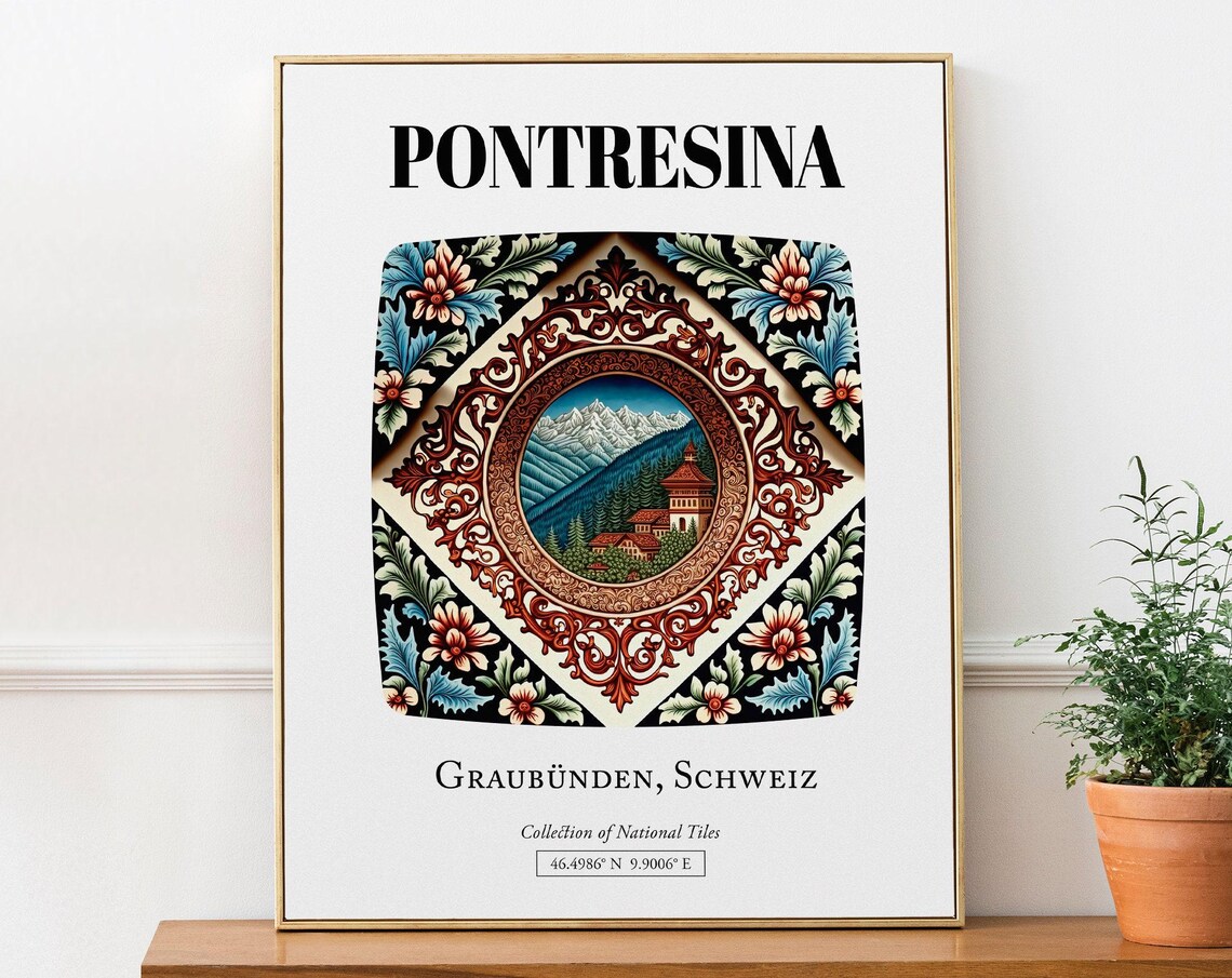 Pontresina Grischun Switzerland Tile Pattern Poster