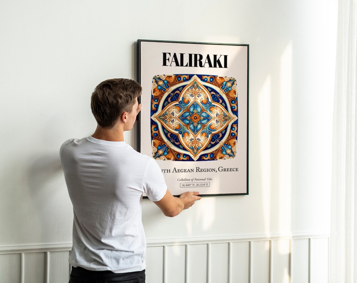 Faliraki Vibrant Tile Pattern Greek Island Life Art Print - Image 3