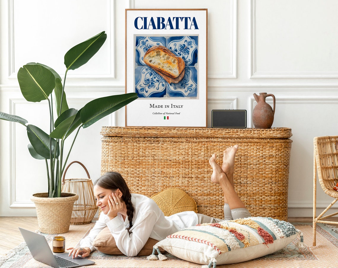 Ciabatta on Maiolica Tile Plate, Italian Food Poster - Image 3