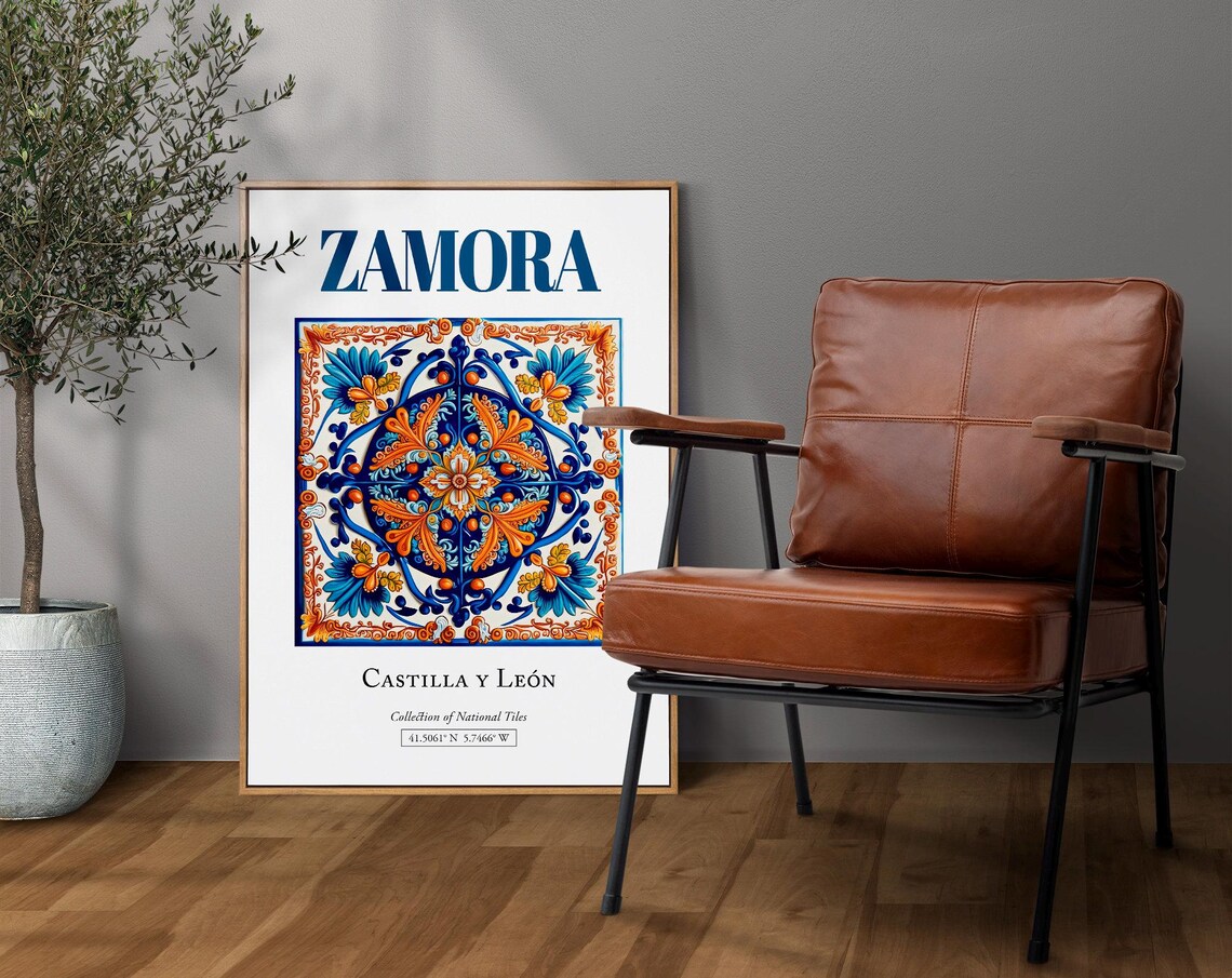 Zamora Castilla Y Len Spain Folk Tile Travel Poster