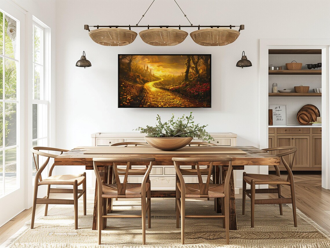 Golden Brick Road Sunset Castle Enchanted Forest Fantasy Art Print - Image 2