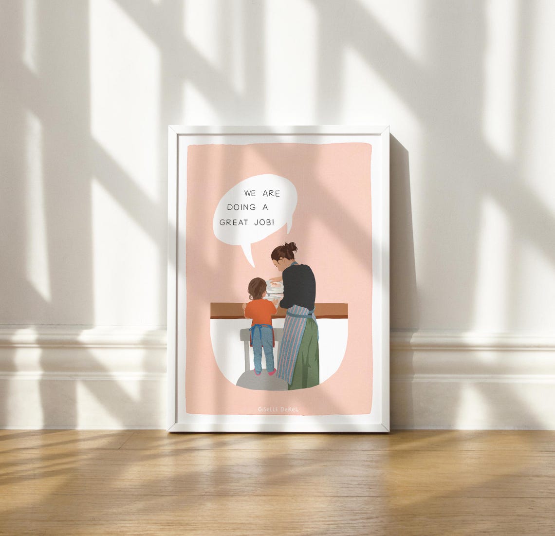 Baking Together Mother And Daughter Art Print Motherhood Illustration Art Gift For New Mom Mothers Day Gift Mother Daughter Print - Image 2