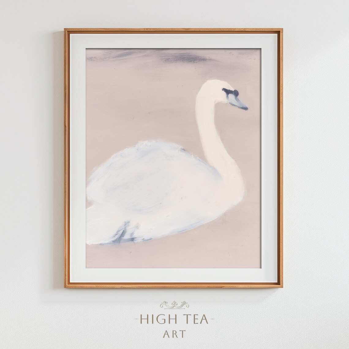 Vintage White Swan Oil Painting Art Print