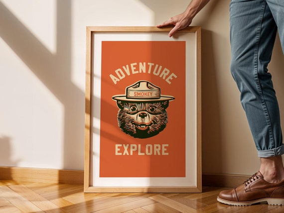 Retro Camp Print Camping Gift For Friend Nature Art Adventure Explore Poster Cabin Wall Decor Outdoorsy Wall Art Rv Camper Decor Kids
