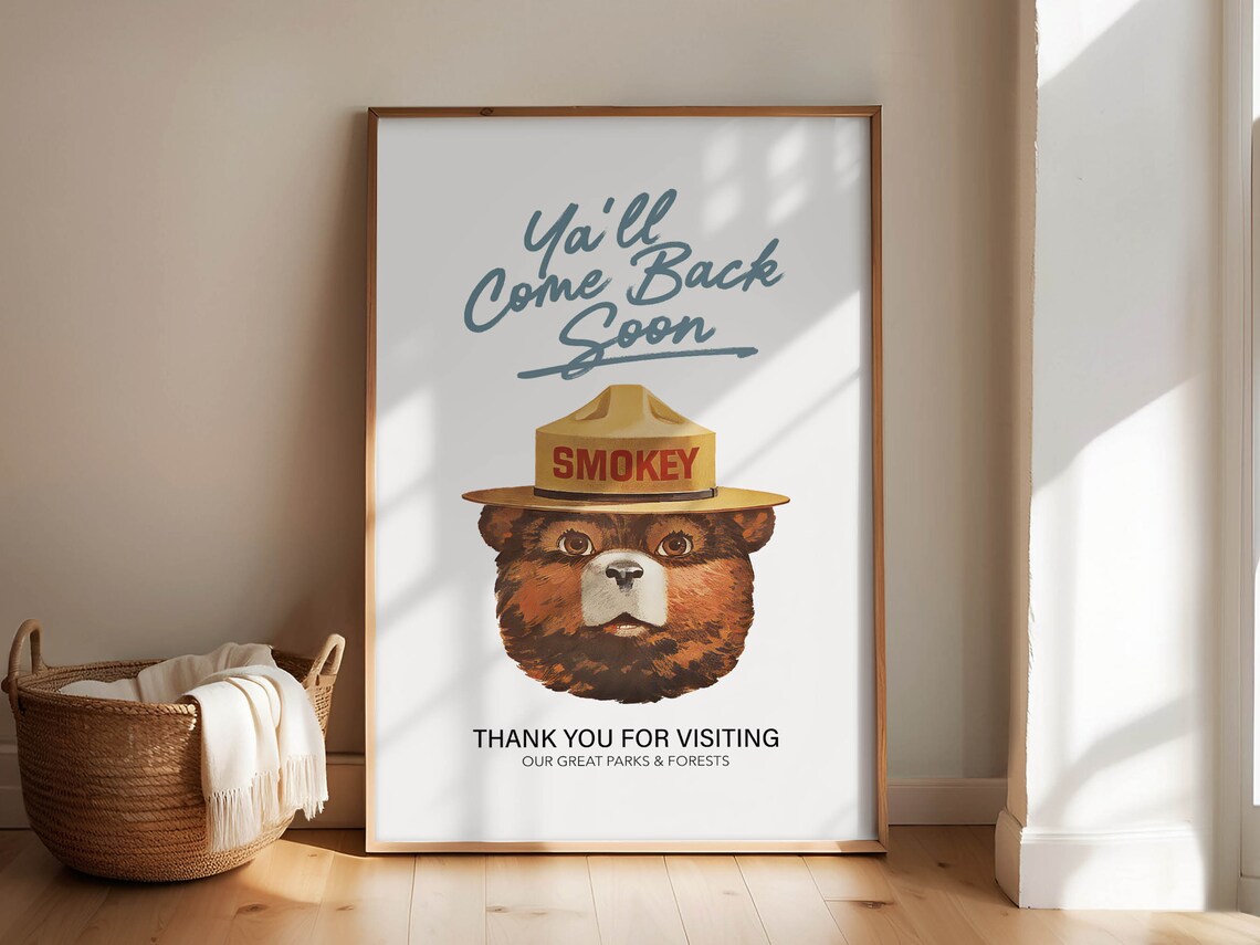 Smokey Bear Yall Come Back Soon National Parks Thank You Poster - Image 2