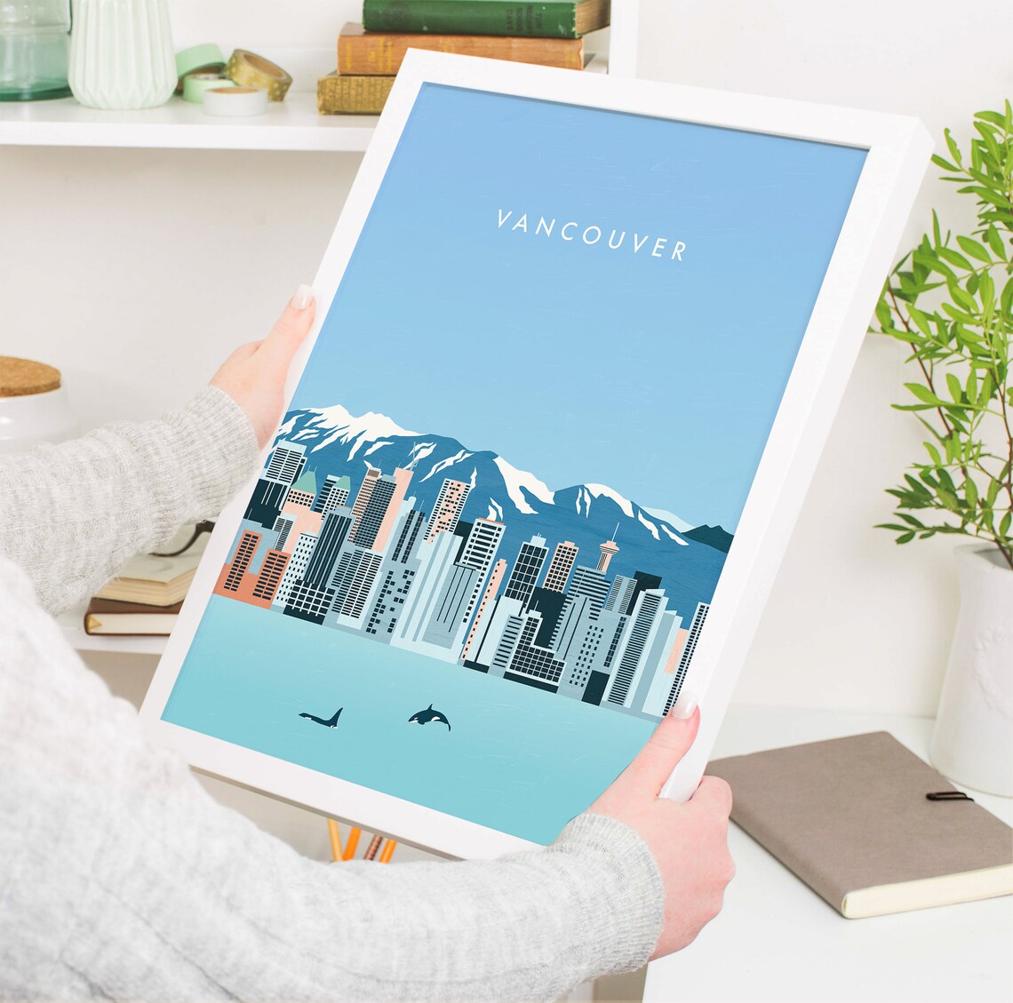 Vancouver Skyline Poster, Mountain Cityscape Art Print - Image 4