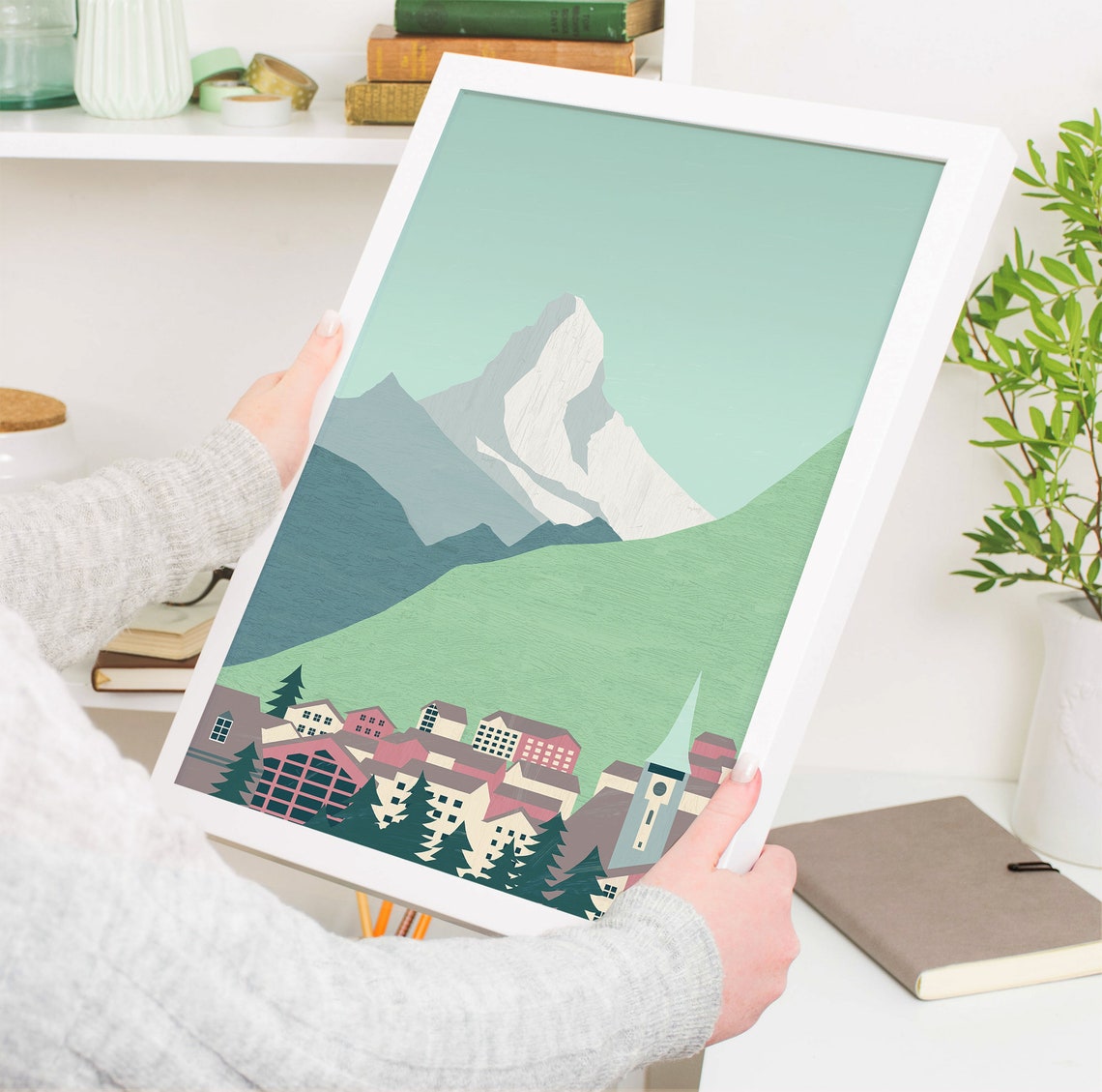 Schweiz Switzerland Alpine Village Matterhorn Snow Peak Poster - Image 4