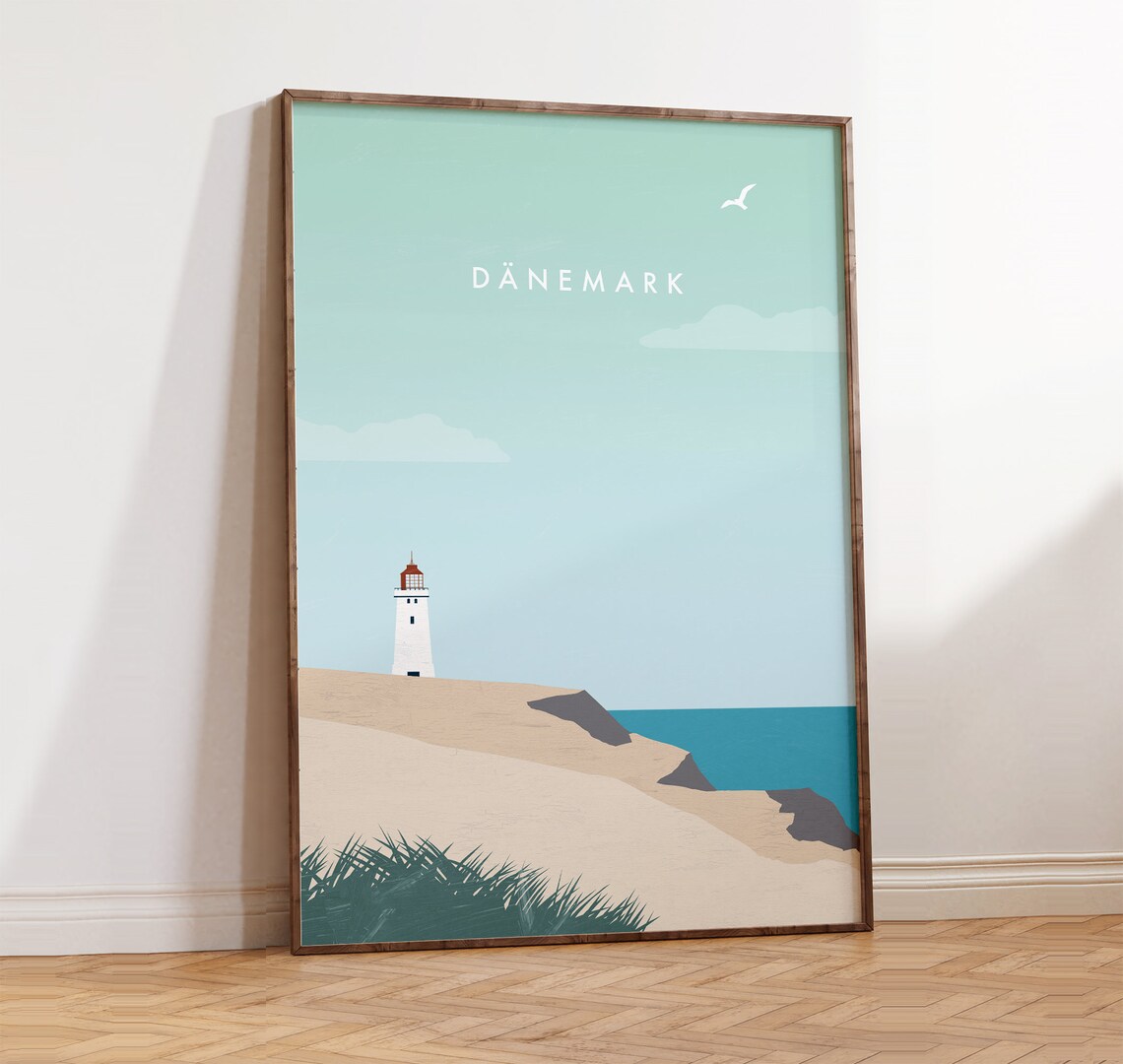Denmark Minimalist Lighthouse Illustration Art Print