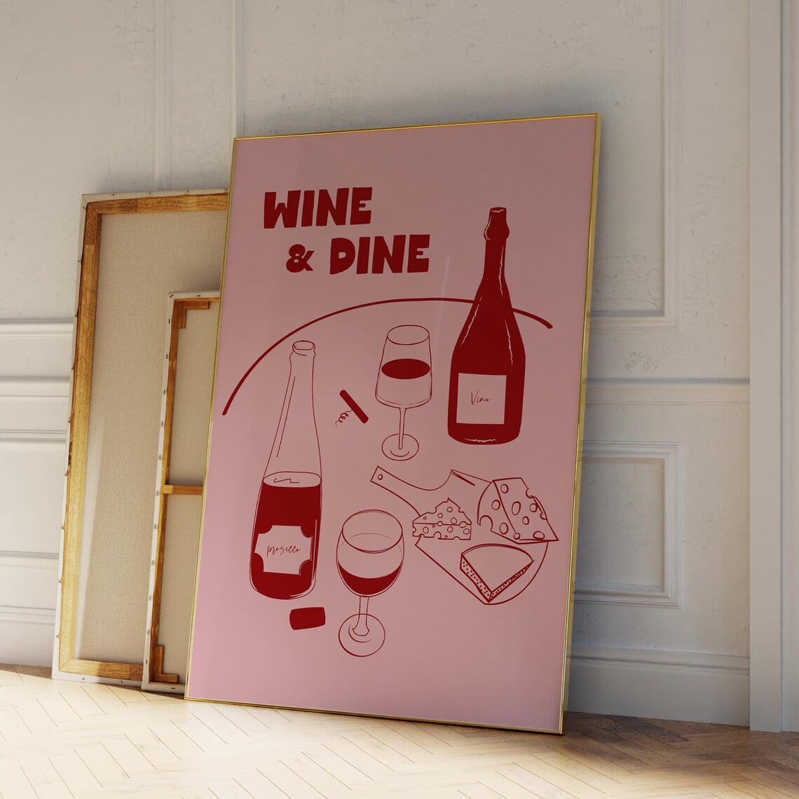 Wine And Dine Green Prosecco Cheese Board Chic Kitchen Wall Art - Image 5