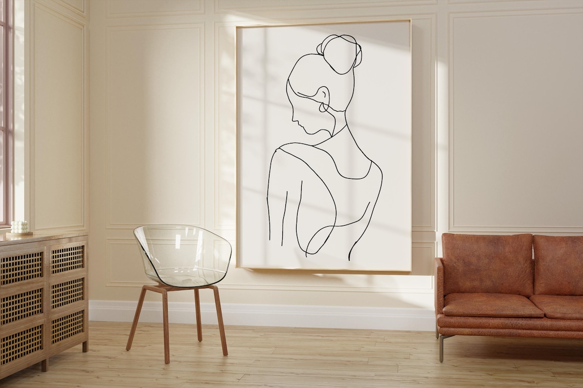 Scandinavian Minimalist Line Art, Female Silhouette - Image 2