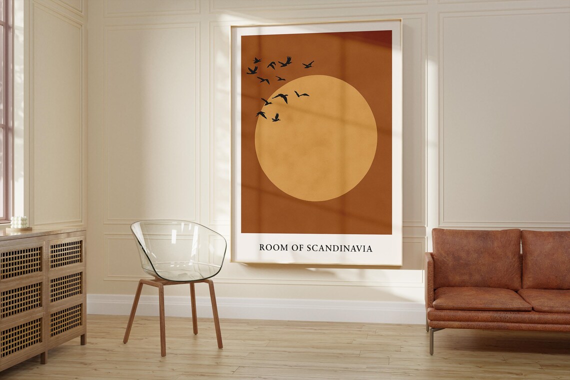 Japanese Art Print, Japandi Birds Minimalist Artwork - Image 2