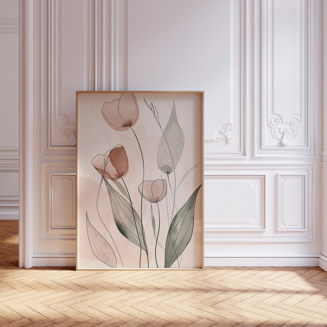 Botanical Flower Art, Minimalist Scandinavian Poster