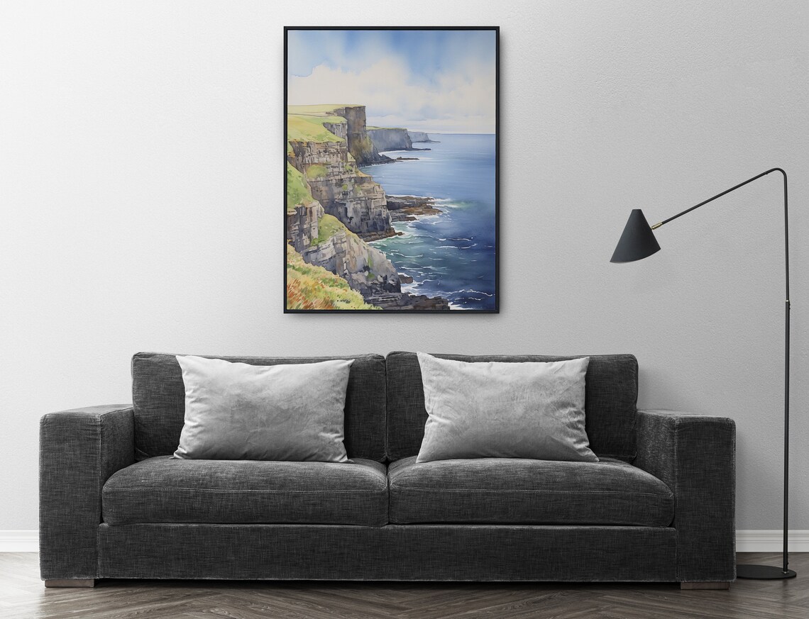Cliffs of Moher Watercolor Ireland Sea Cliffs Coastal Art Poster - Image 3