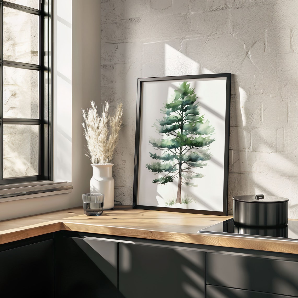 Tall Pine Tree Soft Watercolor Minimalist Woodland Botanical Poster - Image 3