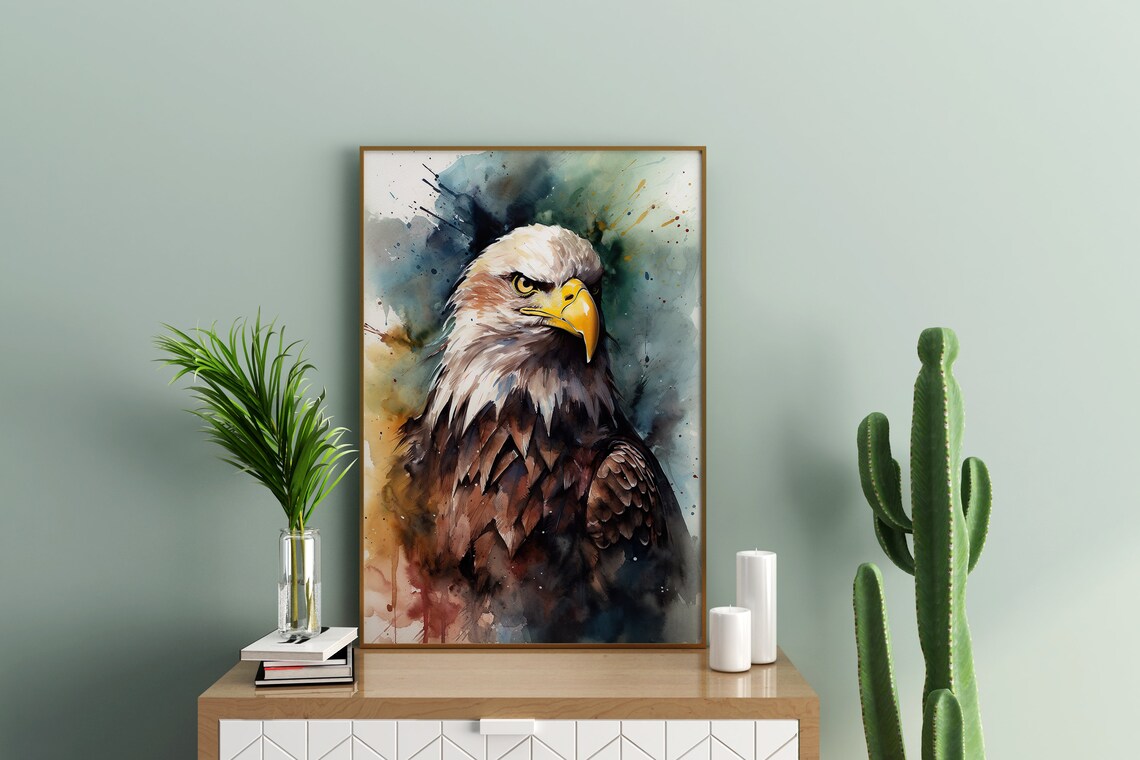 Bald Eagle Portrait Watercolor Majestic Bird of Prey Art Poster - Image 4