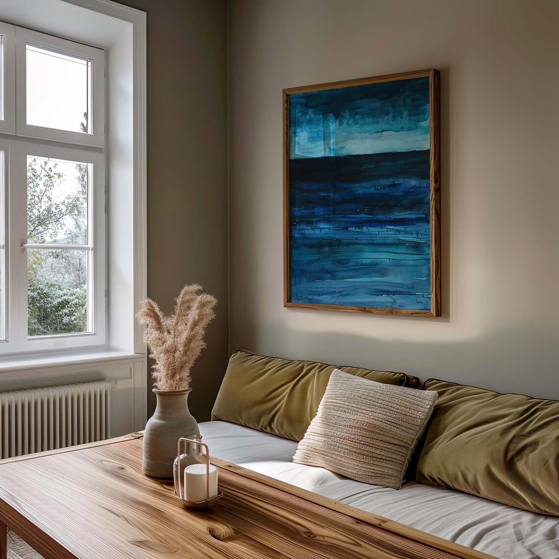 Midnight Blue Ocean Waves Abstract Watercolor Moody Sea Poster - Image 5
