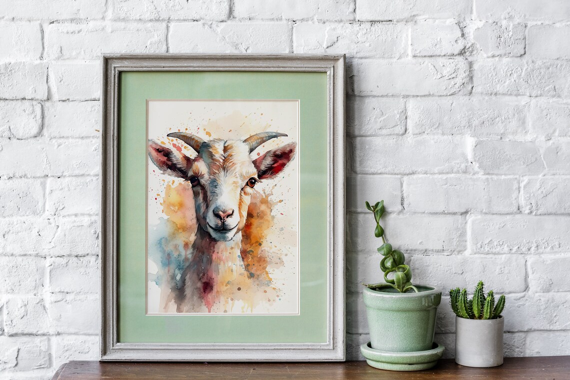 Baby Goat Painting Wall Art Poster Gift Watercolor Colorful Animal Painting Illustration Nature Wall Art Home Decor Print - Image 4