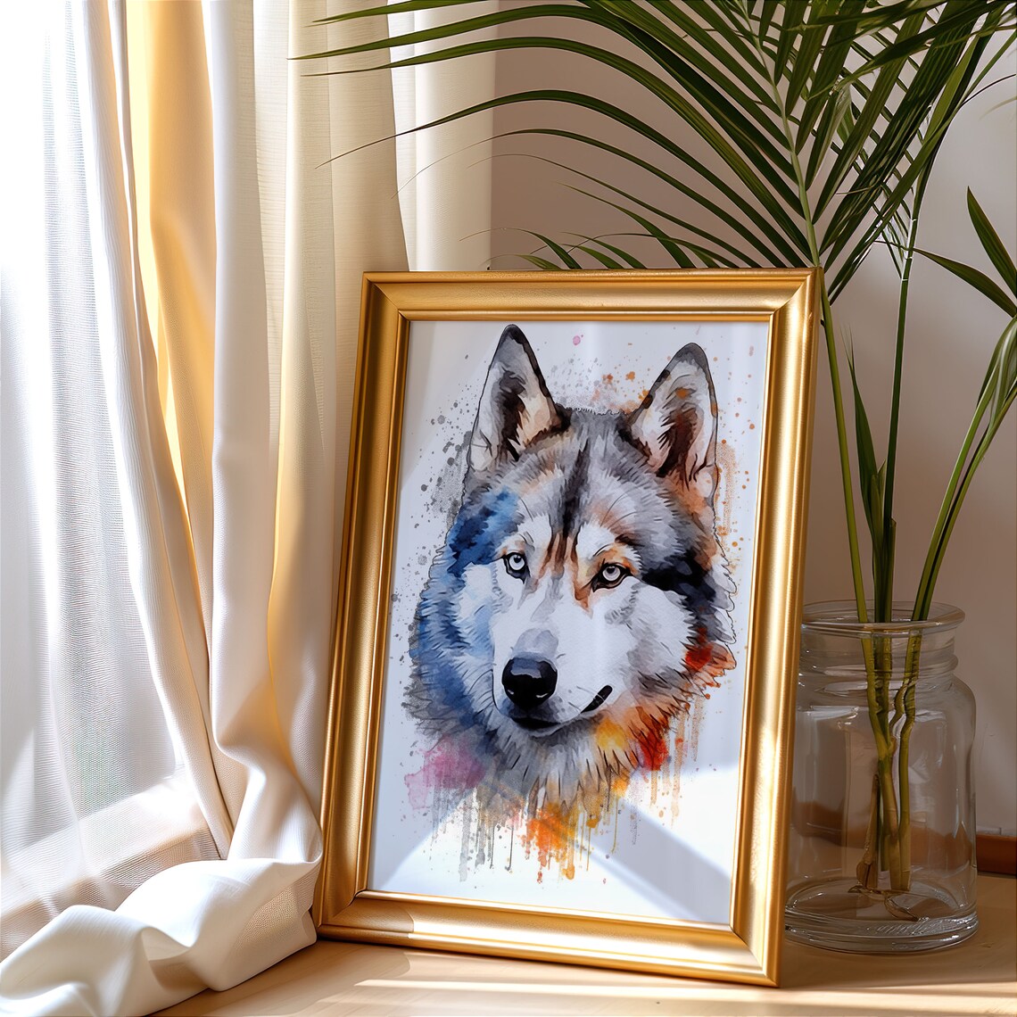 Siberian Husky Watercolor Portrait Dog Lover Pet Animal Art Poster - Image 4