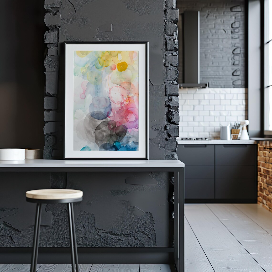 Pastel Ink Blob Abstract Watercolor Art Print for Modern Gallery Walls - Image 4