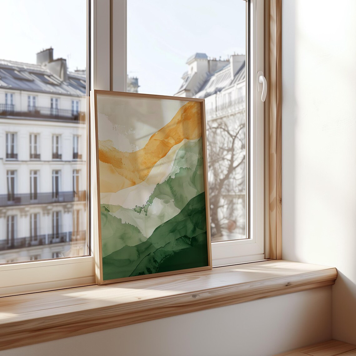 Amber Sky Green Hills Abstract Watercolor Modern Landscape Poster - Image 5