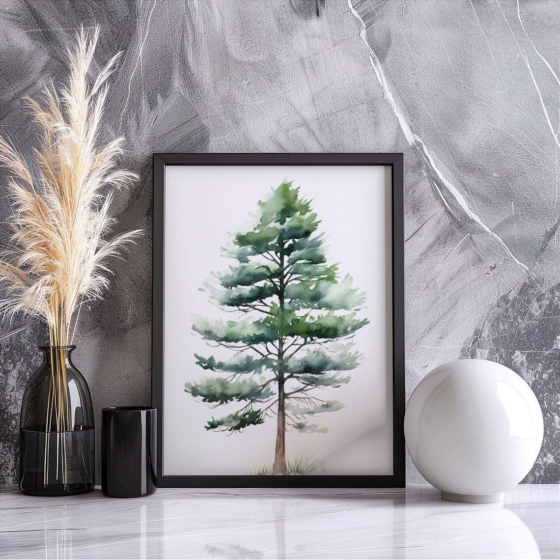 Tall Pine Tree Soft Watercolor Minimalist Woodland Botanical Poster - Image 5