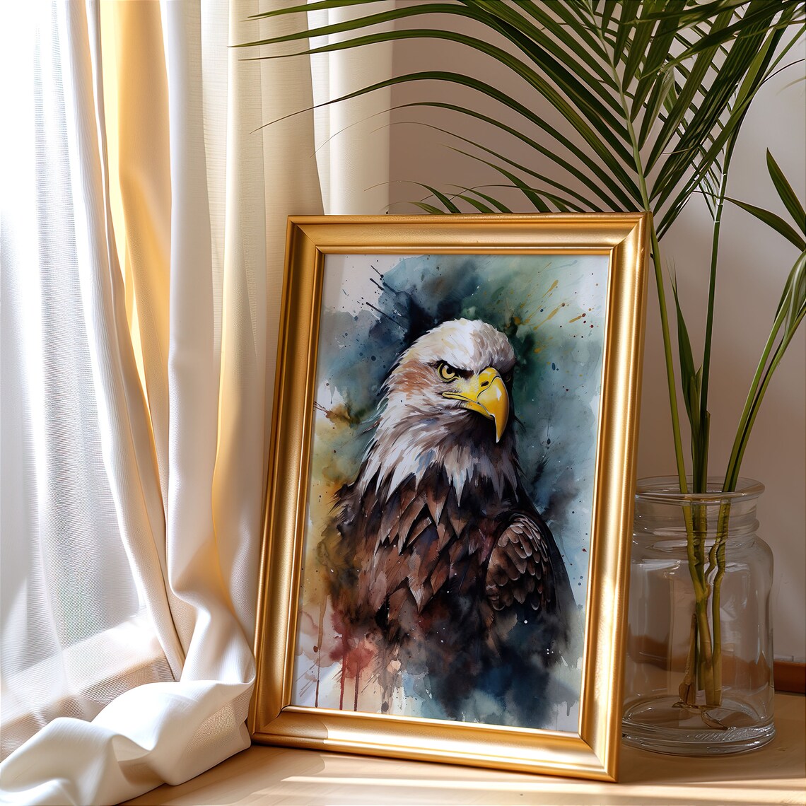 Bald Eagle Portrait Watercolor Majestic Bird of Prey Art Poster - Image 3