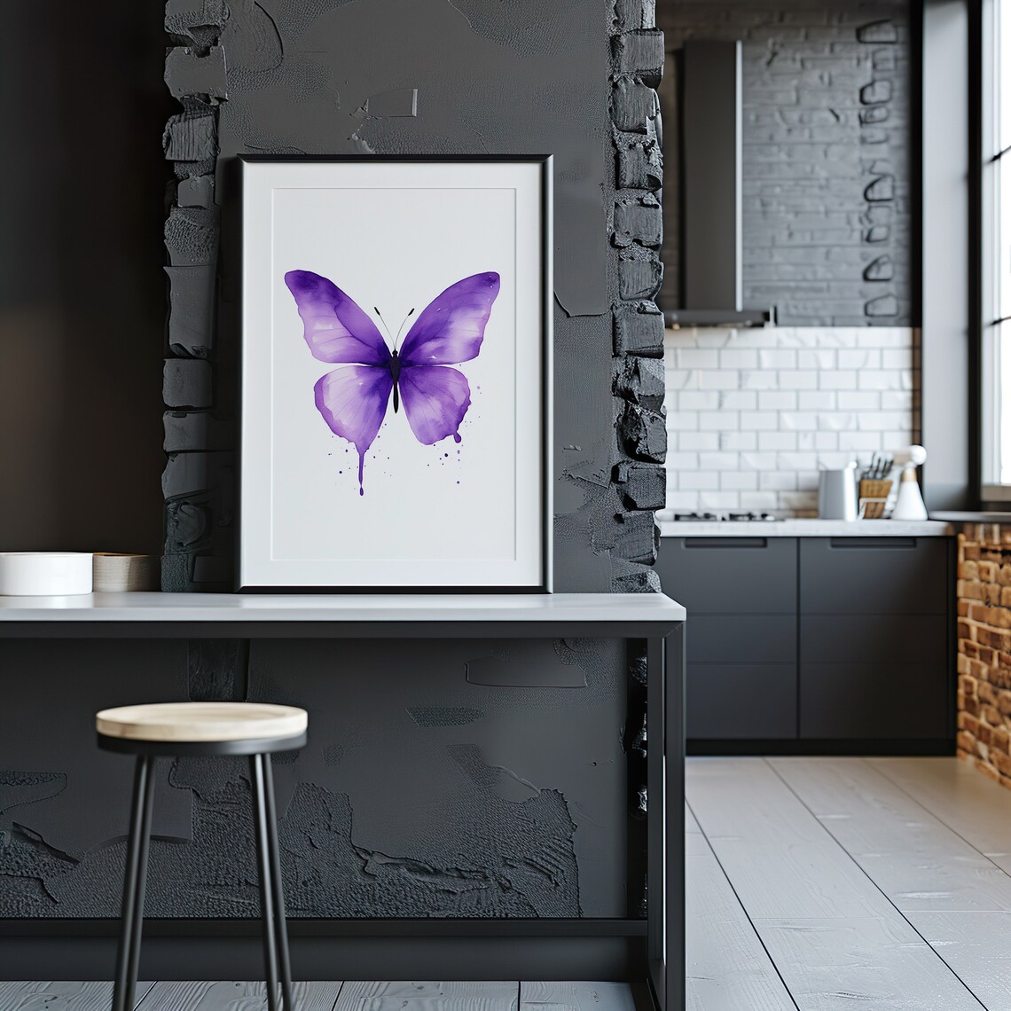 Purple Butterfly Watercolor Drips Elegant Wings Insect Poster - Image 5