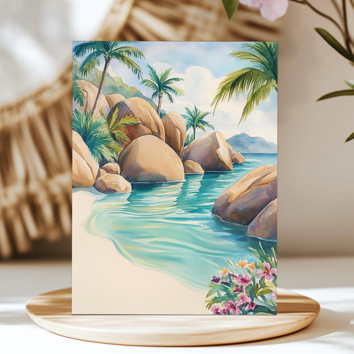 The Baths British Virgin Islands Boulders Watercolor Art Poster
