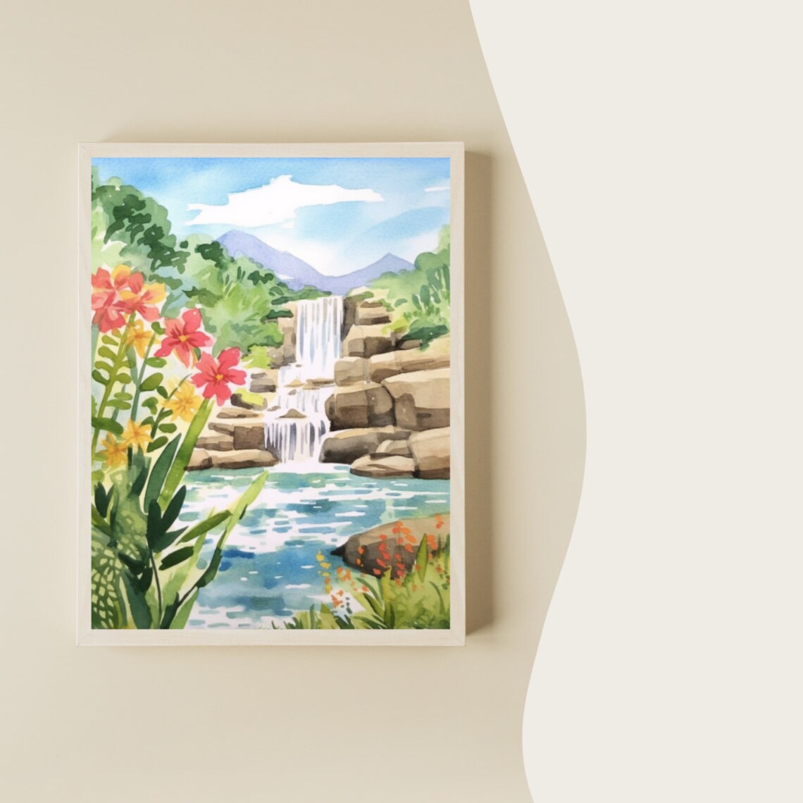 Waimea Falls Watercolor Travel Poster, Oahu Hawaii - Image 3