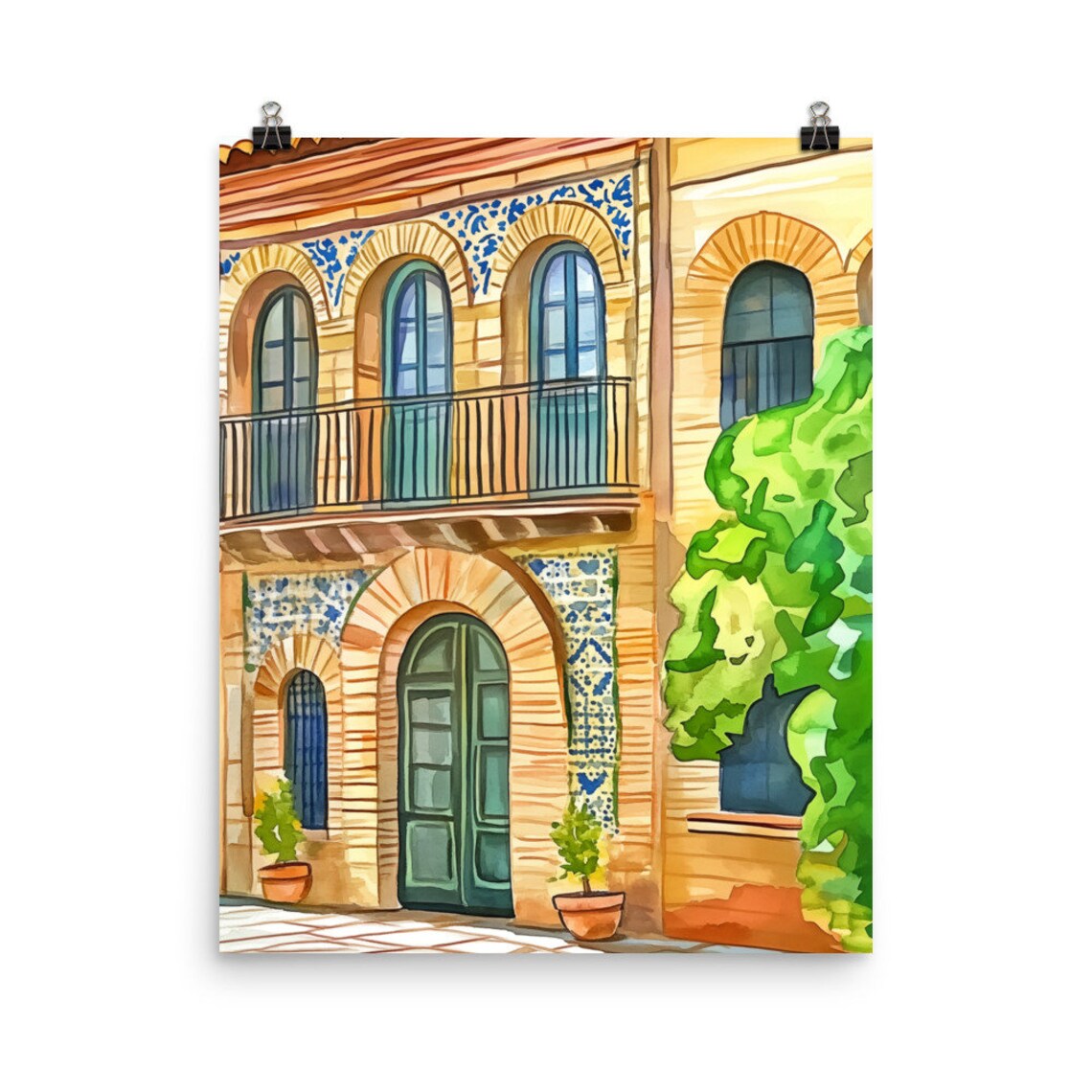 Carmona Spain Andalusian Arched Building Watercolor Travel Poster