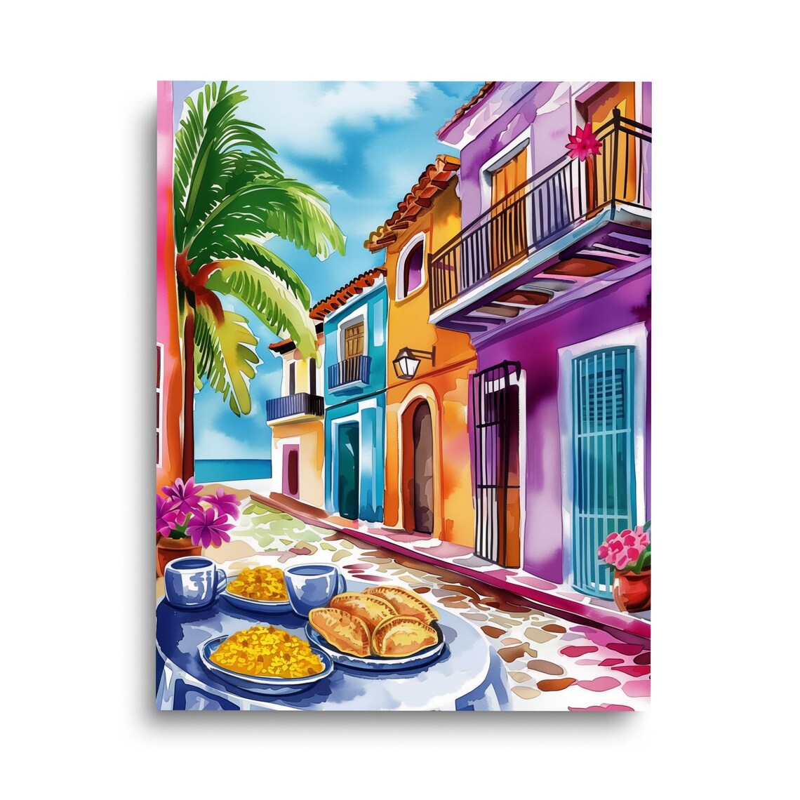 Puerto Rican Street Food Watercolor Art Print