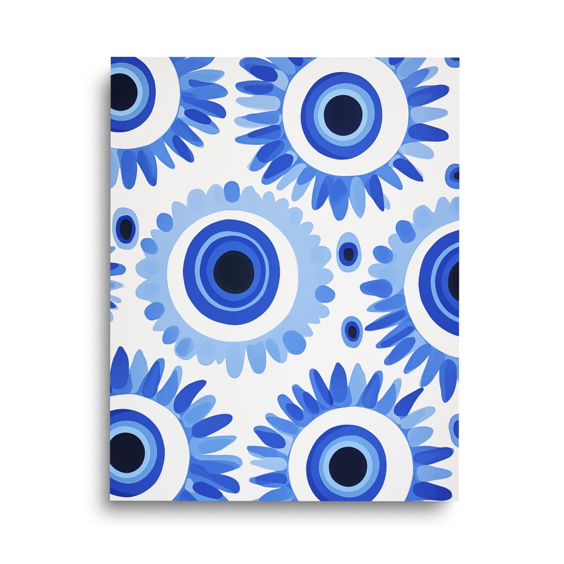 Evil Eye Blue Nazar Floral Pattern Mediterranean Decor Poster