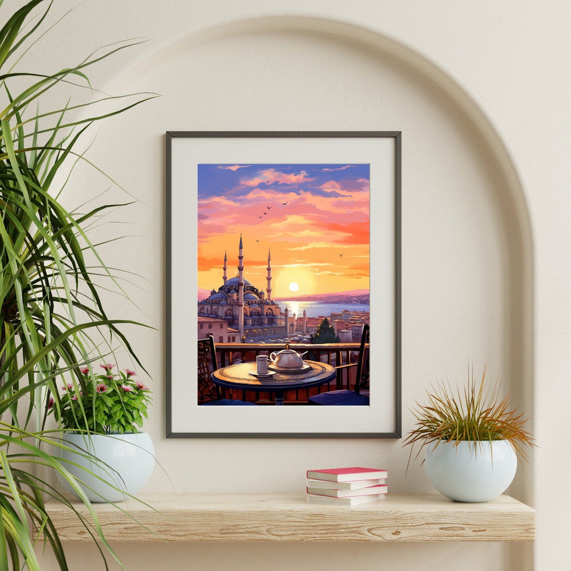 Istanbul Sunset over the Blue Mosque from a Balcony Tea Table Poster - Image 3
