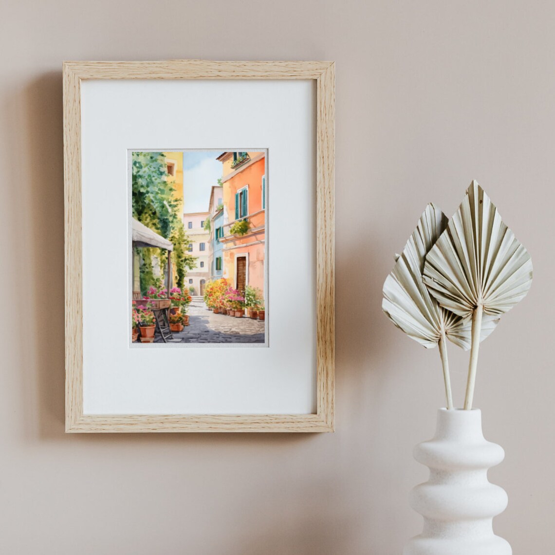 Trastevere Watercolor Travel Poster, Rome Old Town, Italy - Image 3