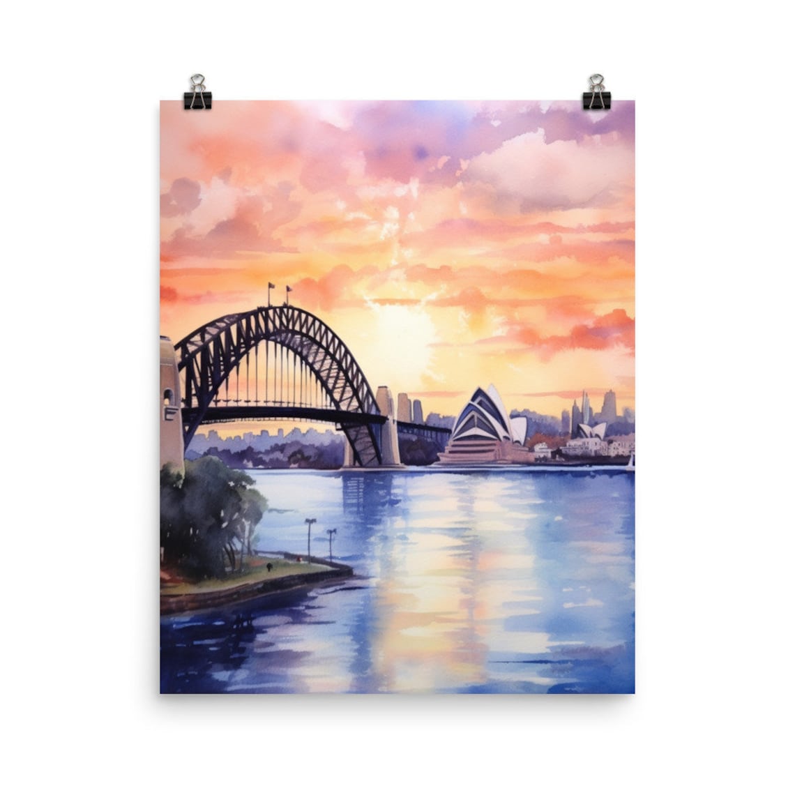 Sydney Harbor Watercolor Print, Australia Landmark