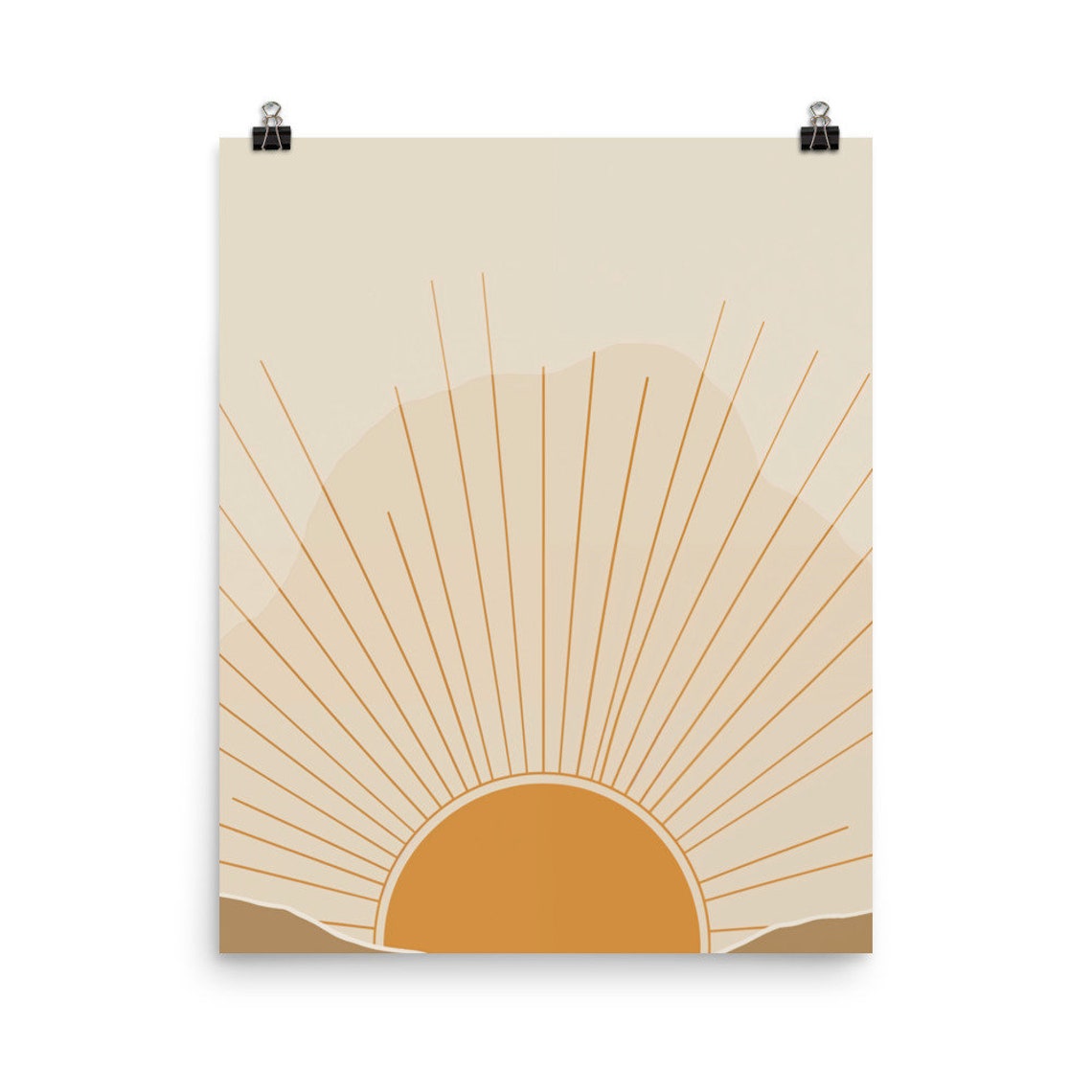 Minimalist Boho Sunrise Print Abstract Sun Wall Art Sunburst Poster Bohemian Style Home Decor Geometric Modern Neutral Nature