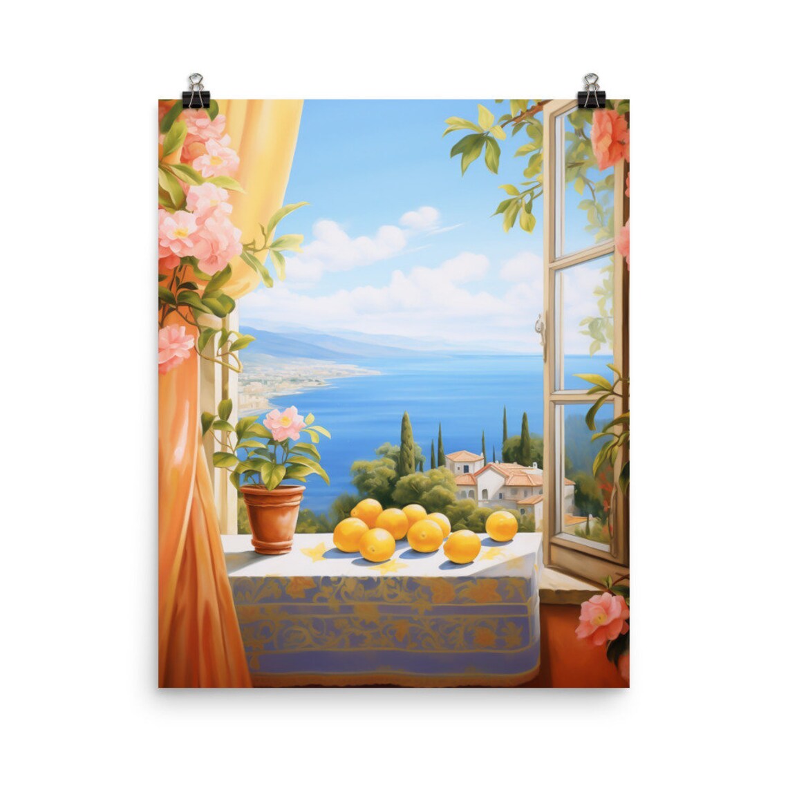 Valencia Watercolor Travel Poster, Lemon City View