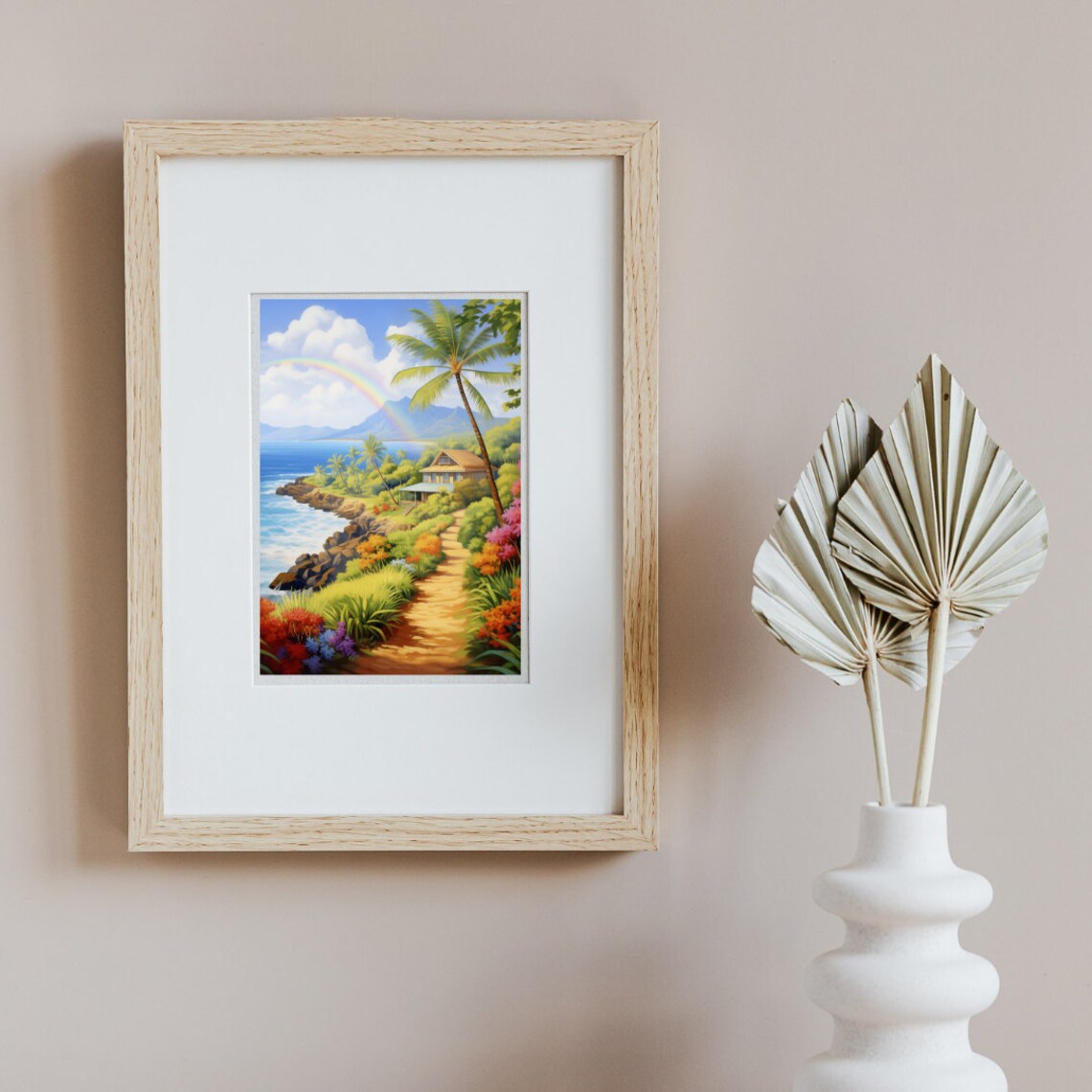 Kauai Coastal Garden With Rainbow Over the Ocean Hawaii Poster - Image 2