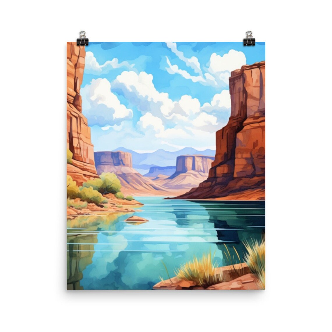 Canyon Lake Turquoise Water Between Red Rock Canyon Walls Poster