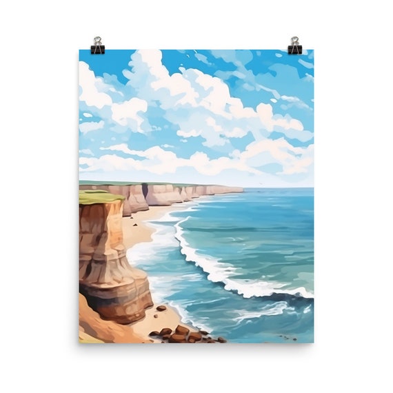 Valdes Peninsula Watercolor Print Argentina Gift Argentine Poster Coastline South America Wall Art Seaside Coastal Landscape