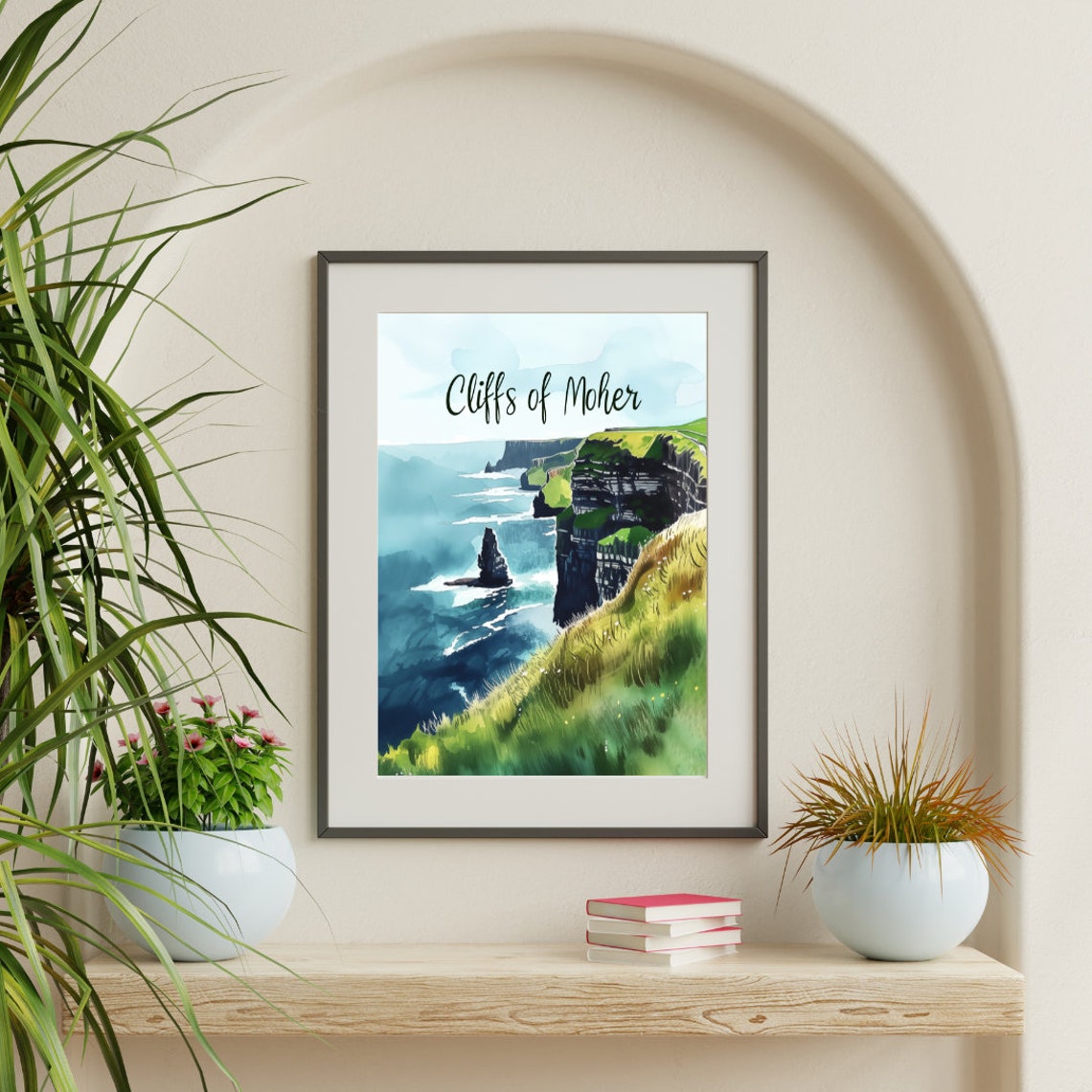 Cliffs of Moher Watercolor Poster with Sea Stack and Green Cliffs - Image 3