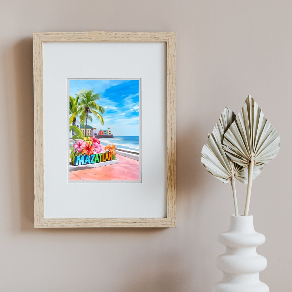 Mazatlan Watercolor Travel Poster, Mexico Cityscape - Image 2
