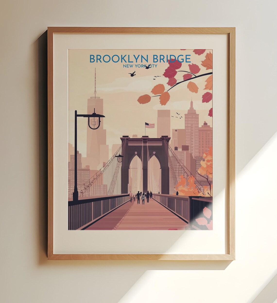 Brooklyn Bridge New York City Travel Poster Art Skyline Print