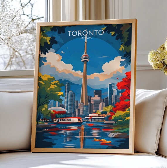 Toronto Canada Wall Print Travel Art Cn Tower And Skyline Scenic Poster