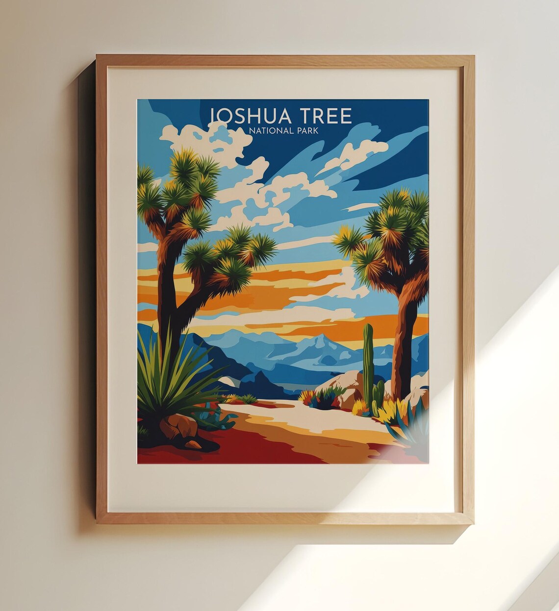 Joshua Tree National Park Desert Sunset Vintage Travel Poster