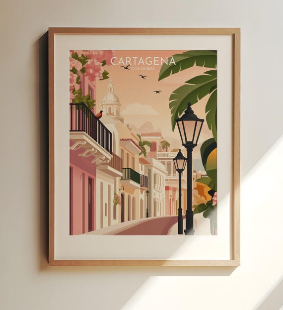 Cartagena Colombia Wall Print Travel Art Stunning Colonial Streets Decor